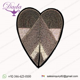 Silver leaf Customized Bullion wire brooch pin hand embroidery brooch badges Bullion wire