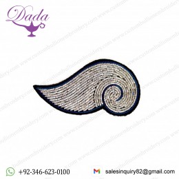 Silver wave Customized Bullion wire brooch pin hand embroidery brooch badges India blazer