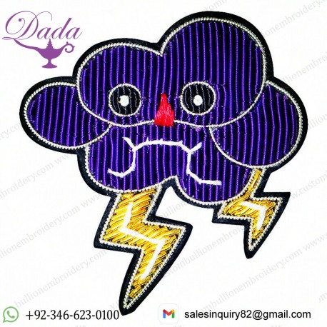 Hand-embroidered Brooch Indian Silk Badge Cloud Lightning Women Accessories