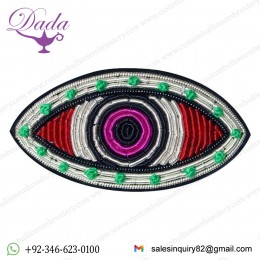 Hand-embroidered Brooch Pin Color Eyes Women Accessories Indian Silk Badge