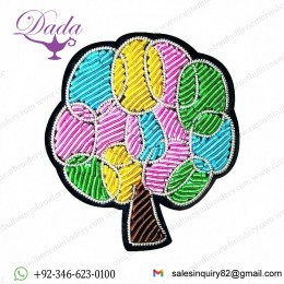 Hand-embroidered Cartoon Plant Corsage Colorful Tree Brooch Indian Silk Emblem