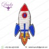 Hand-embroidered Cartoon Rocket Brooch Indian Silk Badge Jewelry Fun Space