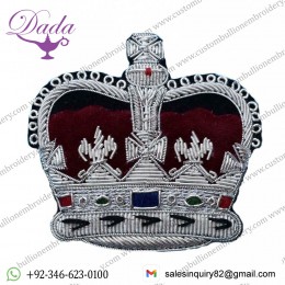 Badge Queens crown Silver on Black 65mm