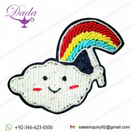 Hand-embroidered Corsage Indian Silk Badge Rainbow Umbrella Cloud Cartoon Brooch