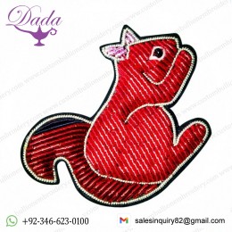 Hand-embroidered Indian Silk Badge Squirrel Animal Brooch Women Corsage