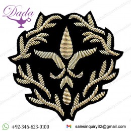 Hand-Embroidered renaissance Appliques Flower Vine Gold Bullion Patch 3.5x3 inch