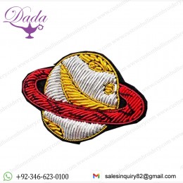 Hand-embroidered space planet brooch men and women accessories Indian silk badge