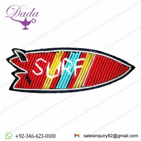 Hand-embroidered SURF Surfboard Brooch Indian Silk Badge Wild Brooch Accessories