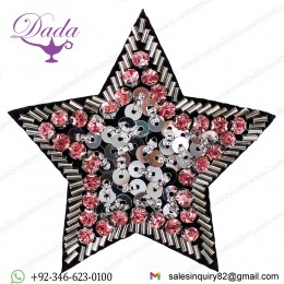Handmade Bead Sequin Crystal Star Badges Motifs Brooches Patches for Clothes Shoes Craft