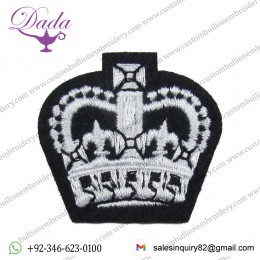 Badge Staff Sergeant Crown Army Military SNCO White on Black