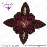 Handmade Beaded Indian Burgundy Floral Patch Applique