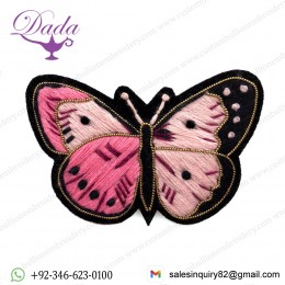 PINK BUTTERFLY Bullion wire brooch pin hand embroidery brooch badges Bullion wire