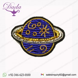 Planet Bullion wire brooch pin hand embroidery brooch badges Bullion wire fashion jacket