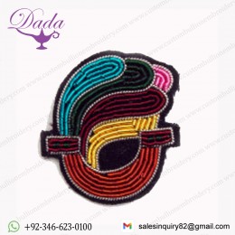 Polo et pan ark Bullion wire brooch pin hand Indian China embroidered patches blazer crest goldwork