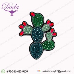 Prickly pear Bullion wire brooch fashion Indian China embroidered patches blazer crest goldwork