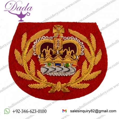 Bullion Blazer Crown Handmade Badges, crest, insignia