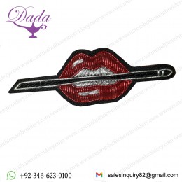 Red lips embroider Cartoon Indian silk badges brooch decorative pins simple brooch