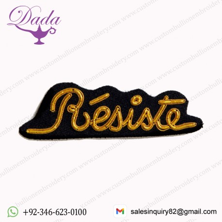 Resistance Bullion wire brooch pin hand embroidery badges Indian China embroidered patches