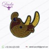 RHINOCEROS Bullion wire brooch pin hand embroidery badges Indian China patches blazer crest