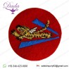 Roaring tiger design hand made bullion wire embroidery badge, red color
