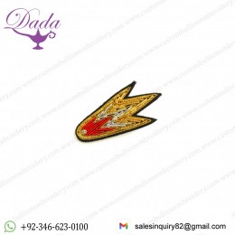 Russian comet brooch badges Bullion wire fashion jacket Indian China embroidered crest goldwork