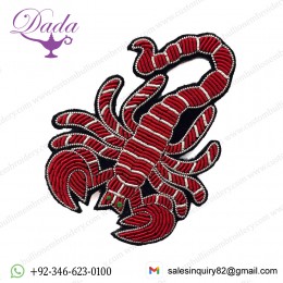 SCORPION Bullion wire brooch pin hand jacket Indian China embroidered patches blazer