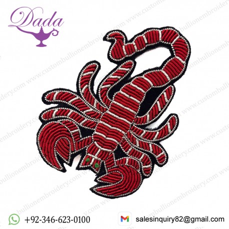 SCORPION Bullion wire brooch pin hand jacket Indian China embroidered patches blazer