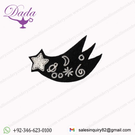 SHOOTING STAR Bullion brooch pin hand embroidery brooch badges Bullion wire crest goldwork