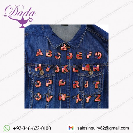 Silk hand embroidery star stripe letter brooch cartoon pin decoration