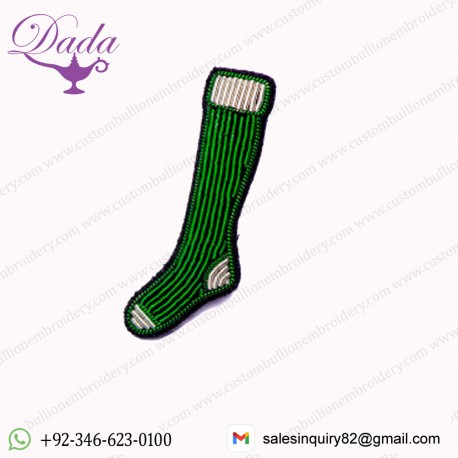 Soccer sock Hand Embroidery brooches