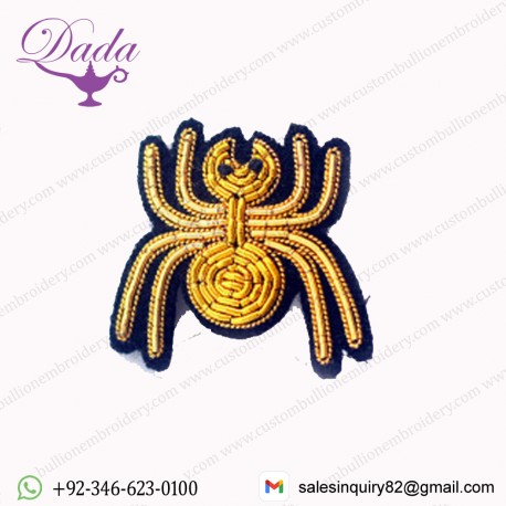 Spider Gold Embroidery Brooch Pin Badge