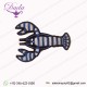 STRIPPED BLUE LOBSTER Hand Embroidery brooches