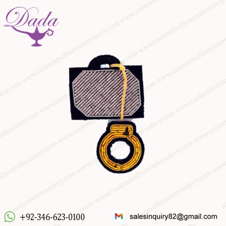 Suitcase handcuffs Hand Embroidery brooches