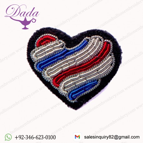 Tricolor heart Hand Embroidery brooches