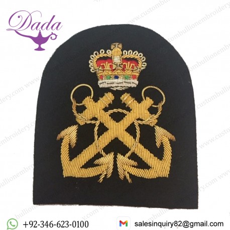 Petty Officers (PO) Rank Badge In Gold Wire Bullion (Black)