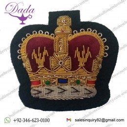 Genuine Vintage British Military Braided Decorative Crown on Green Felt