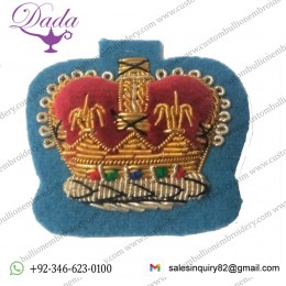 Genuine Vintage British Military Braided QC Crown on Light Blue Felt