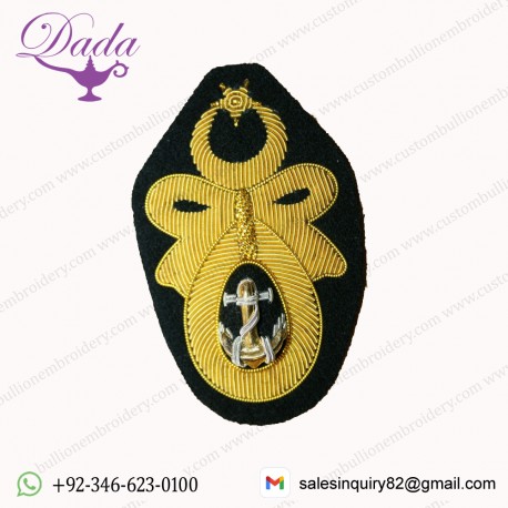 TURKISH TURKEY NAVY PETTY OFFICER'S CAP BADGE BULLION WIRE MODERN ISSUE