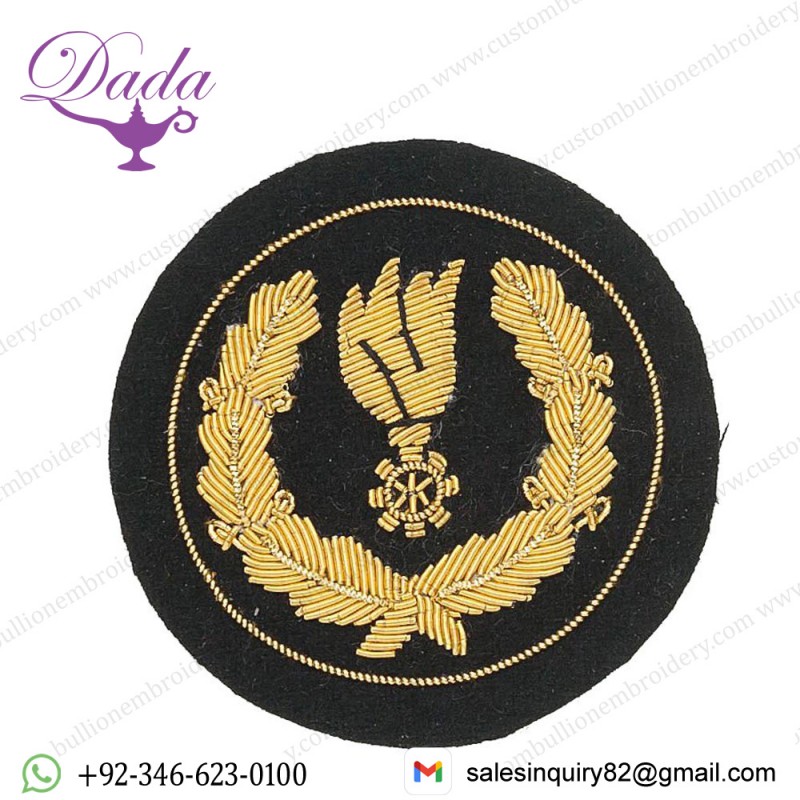 Metallic Thread Embroidery Badges Army Cloth Blazer Badge, Hand