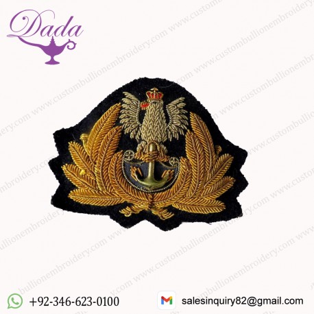 WWII POLISH POLAND NAVAL OFFICERS NAVY DRESS VISOR CAP BADGE BULLION