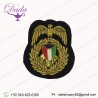 Kuwaiti National Guard Officer Cap Badge New Type - On Black Bullion wire-embroidered Officers' cap badge