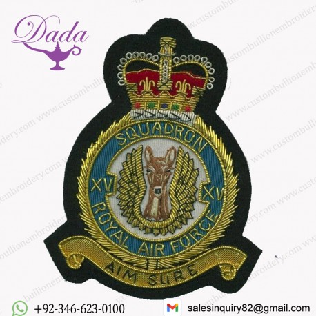 No. 15 Squadron Royal Air Force RAF GOLD WIRED Blazer Embroidered Badge