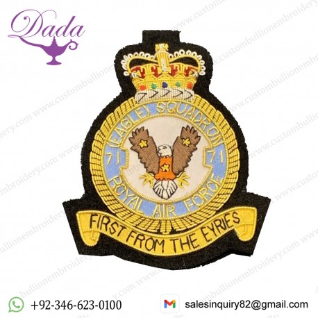 Squadron emblem Royal Air Force Squadron Badge 71 Eagle Squadron Bullion And Wire Badge