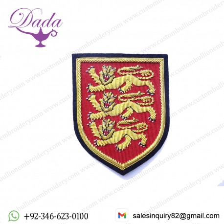 3 Lions Blazer Badge, Blazer Badge Wire Bullion Badge