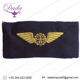 Vintage unknown civil or military pilot wings patch gold wire