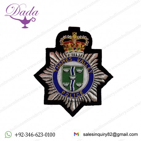 Thames Valley Police Replica Blazer Badge Embroidered Bullion Wire Blazer Badge