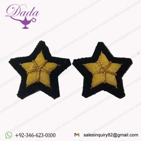 British Army 5 Punto Stella Filo Treccia Imbottito Badge Nero Feltro