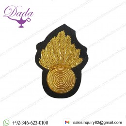 Grenade Badge Gold Bullion Wire Hand Embroidered