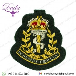 ramc officers beret cap badges. army bullion wire on green