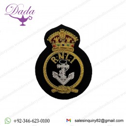 RNLI Coxswain King Crown Cap Badge RNLI Hand Embroidered Bullion Wire Cap Badge